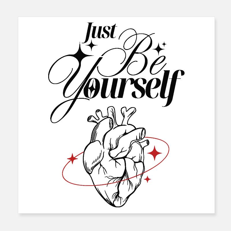 Soyez simplement vous-même – Cœur et lettrage Poster 20 x 20 cm