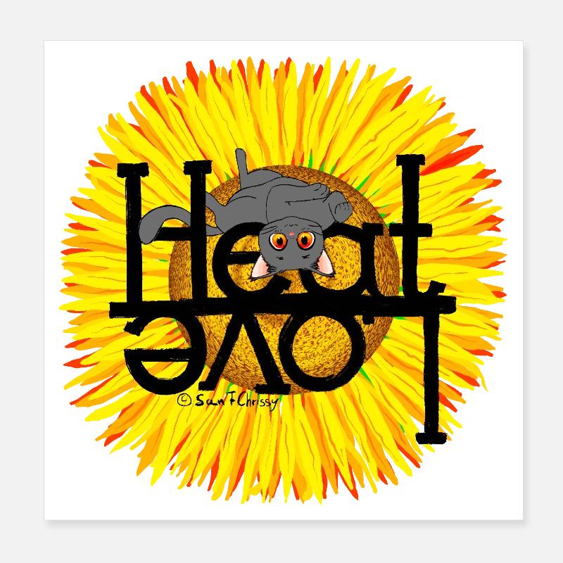 Chat d’été Chaleur Amour Poster 20 x 20 cm