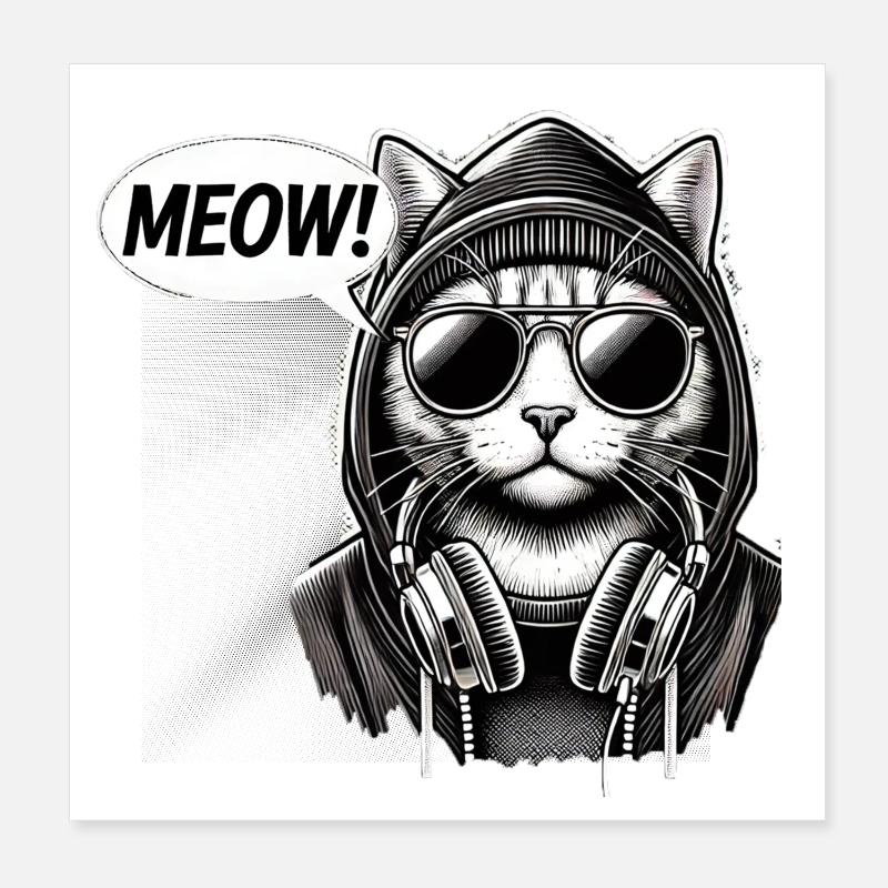 Sweat à capuche Chat Meow Groove Poster 20 x 20 cm