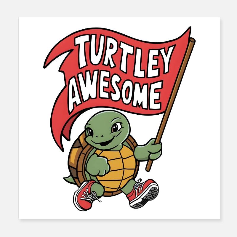 Turtley Awesome Flag Turtle Poster 20x20 cm