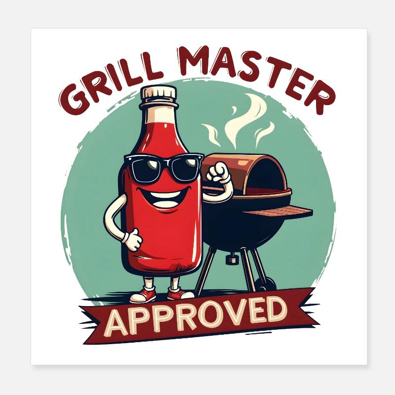 Grill Master Approved - Poster 20x20 cm - Weiß