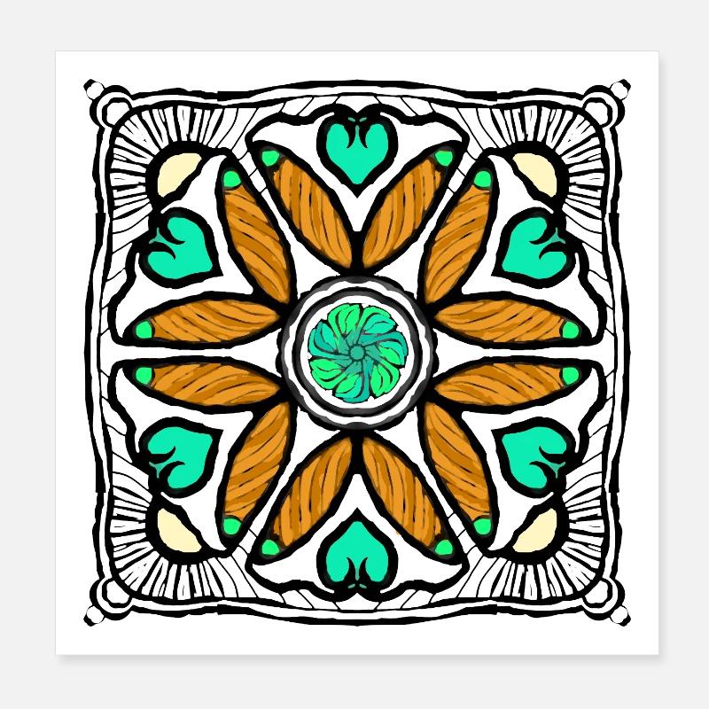 Fleur pop art avec des coeurs Poster 20 x 20 cm