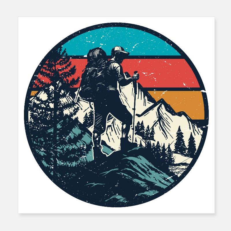 Randonneurs à Sunset Ridge Poster 20 x 20 cm