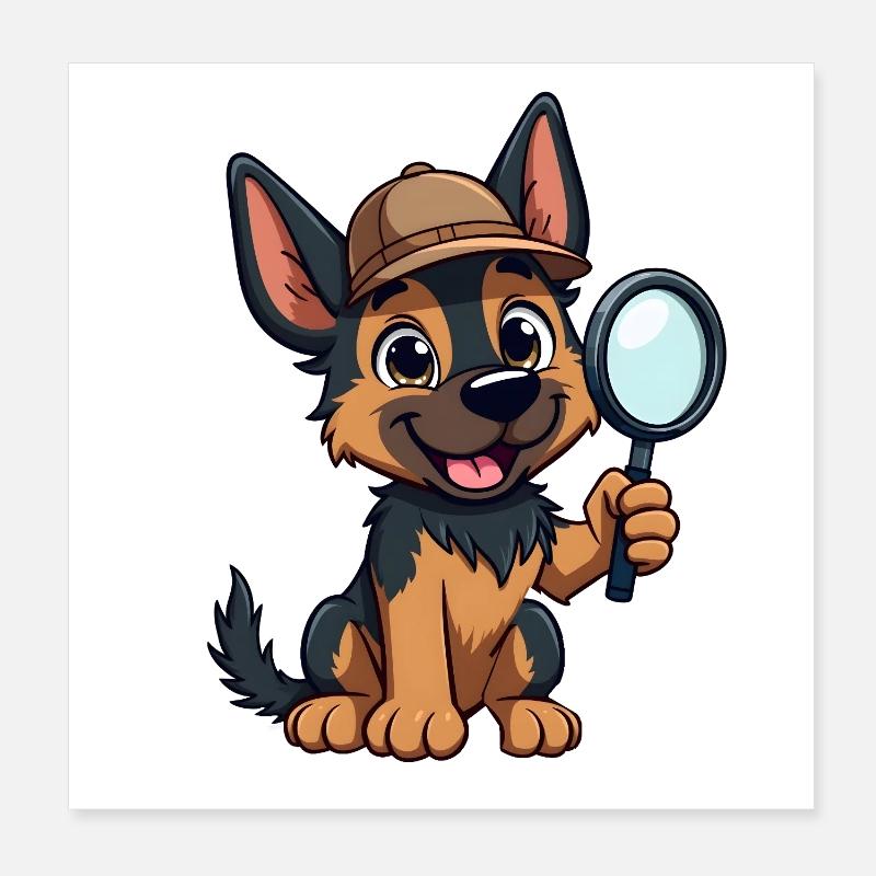 Deutscher Schäferhund Offizier Poster 20x20 cm