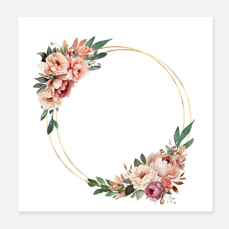 Couronne de fleurs rustique, personnalisable Poster 20 x 20 cm