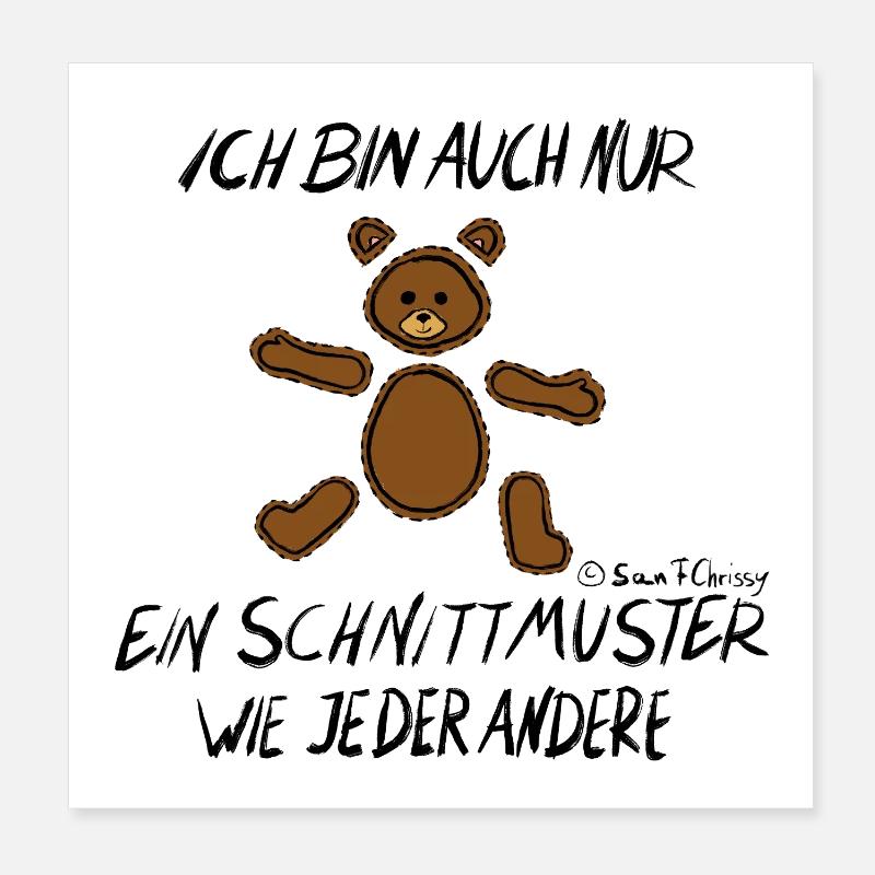 Muster Bärchen - Poster 20x20 cm - Weiß