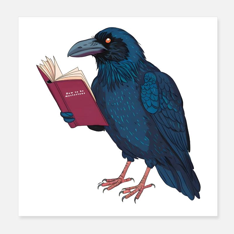 Mysterious Raven - Poster 8" x 8" (20x20 cm) - white