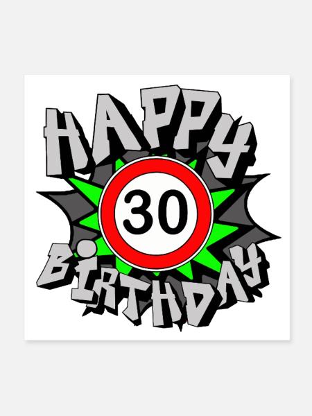30th Birthday , Airbrush Happy 30 (25) - Poster 8" x 8" (20x20 cm) - white - Front