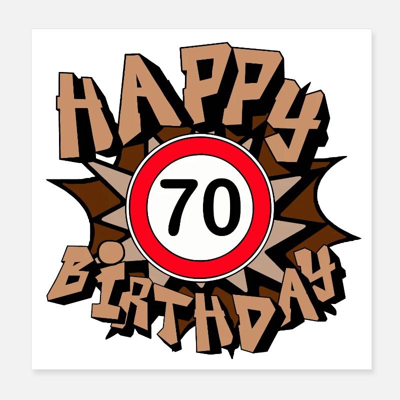 70. Geburtstag , Geburtstagsgeschenk Happy 70 (25) - Poster 20x20 cm - Weiß