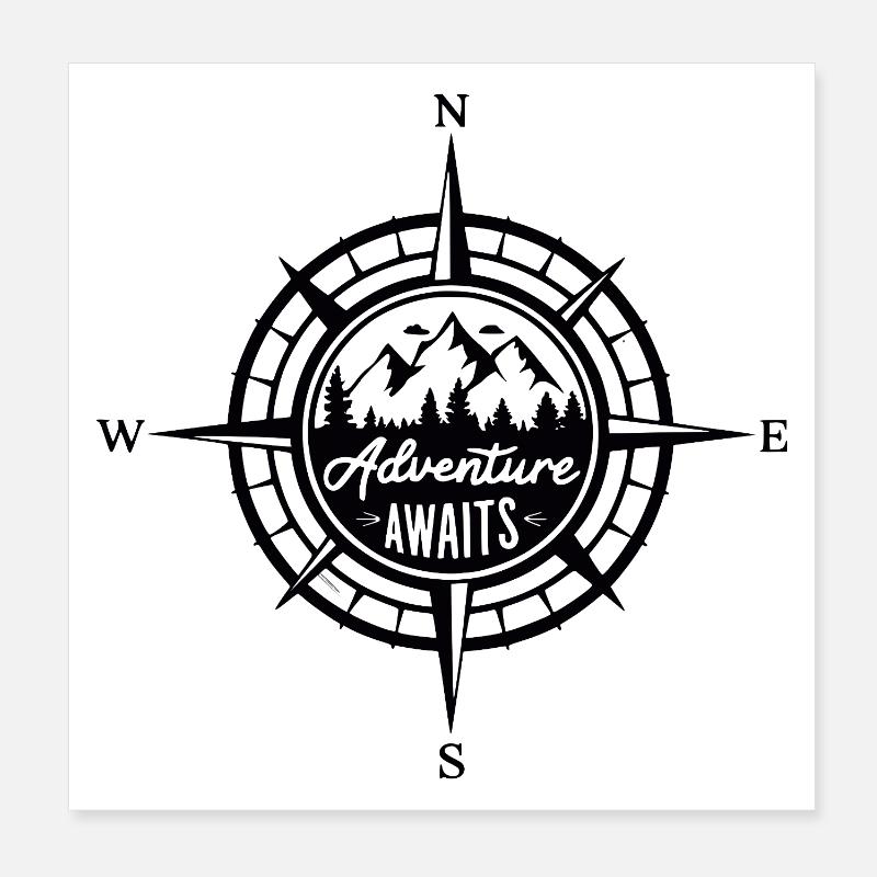 Mountains - Adventure Awaits Poster 8" x 8" (20x20 cm)