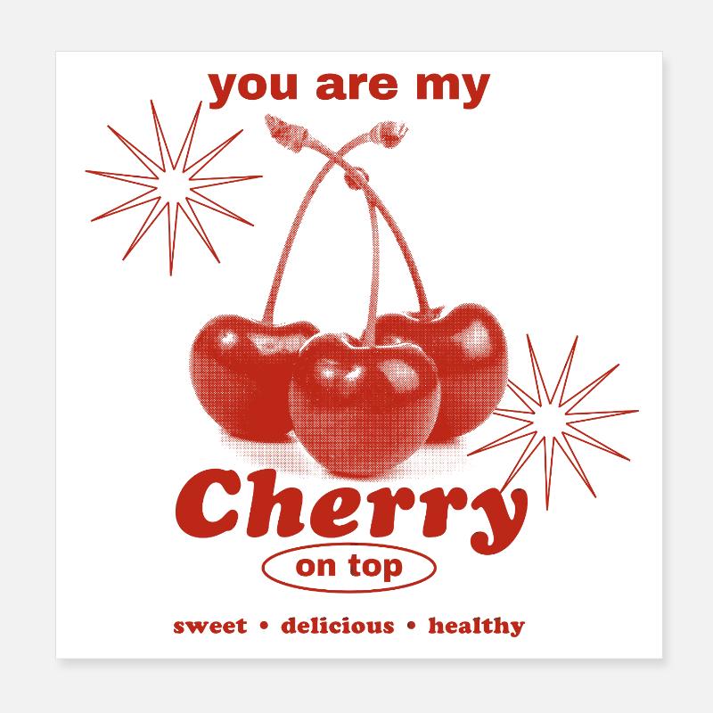 Cherry on Top – Süße Perfektion - Poster 20x20 cm - Weiß