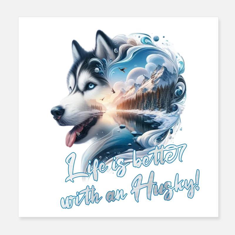 Schlittenhund Poster 20x20 cm