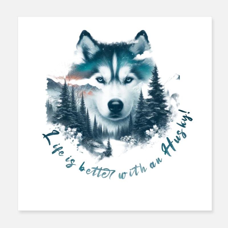 Schlittenhund Poster 20x20 cm