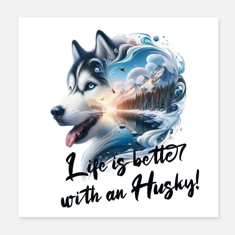 Schlittenhund Poster 20x20 cm