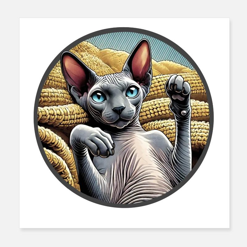 Shpynx chat montrant des pattes Poster 20 x 20 cm