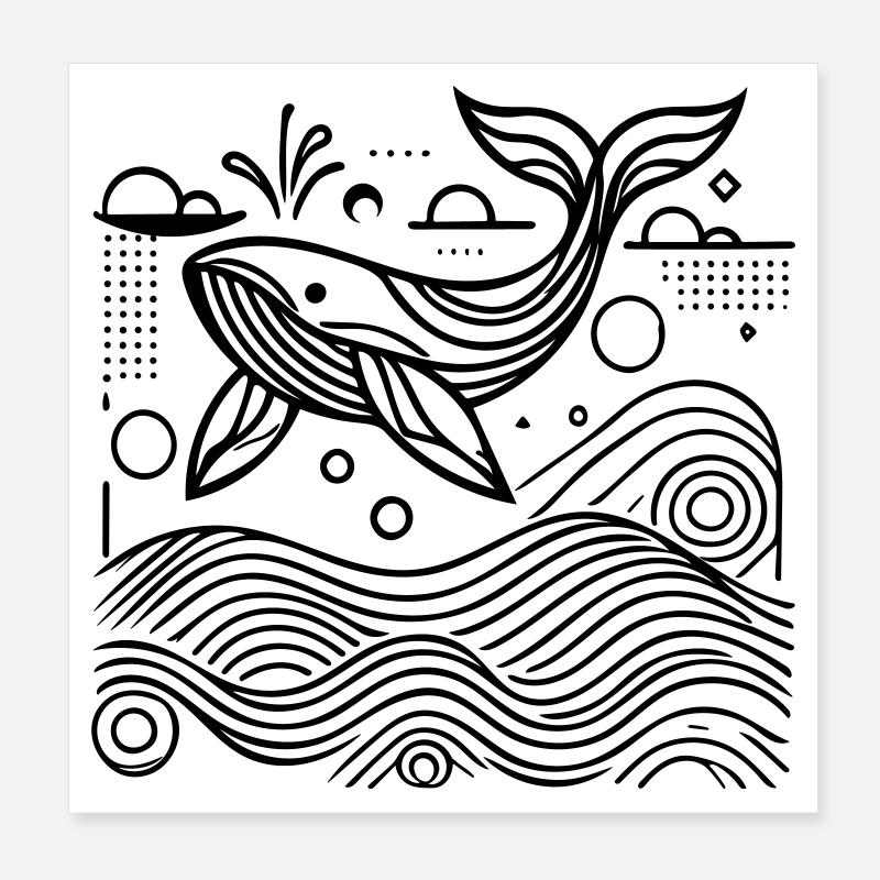de l’océan – Baleine géométrique Poster 20 x 20 cm