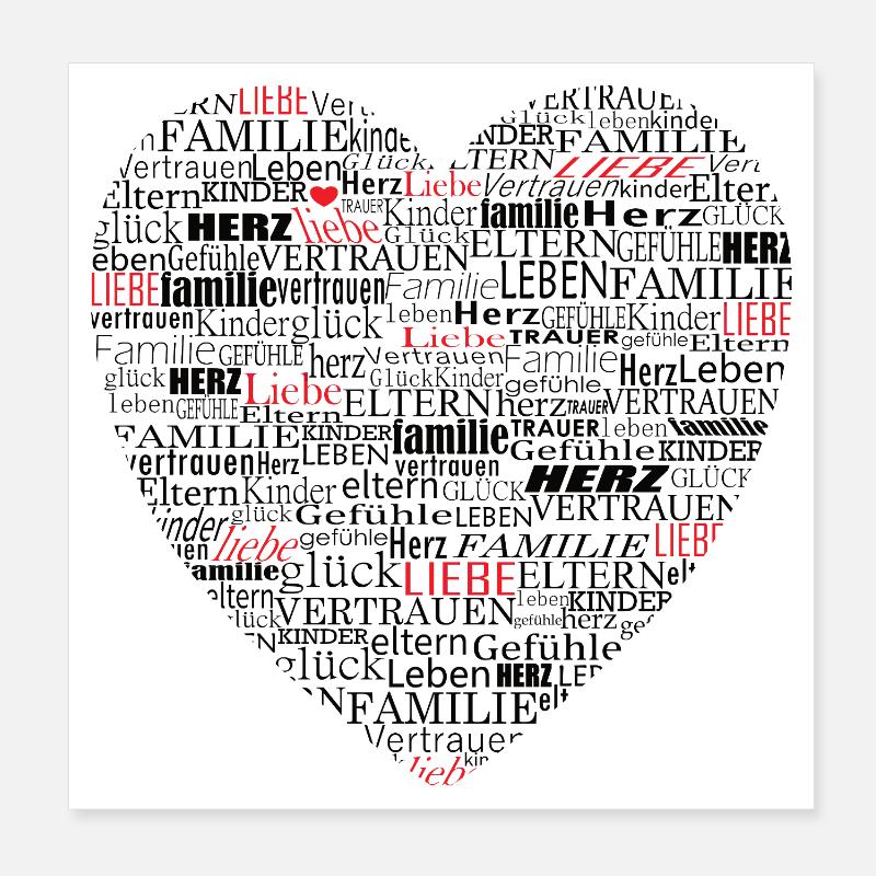 Heart Typography Dear Family Poster 8" x 8" (20x20 cm)