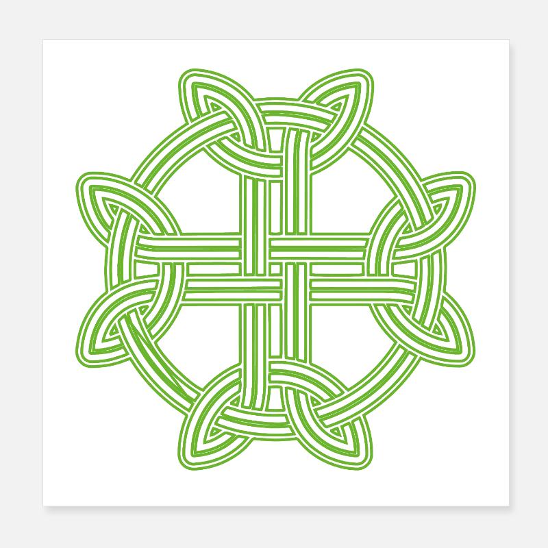 Celtic Cross Pattern Neon Green Poster 8" x 8" (20x20 cm)