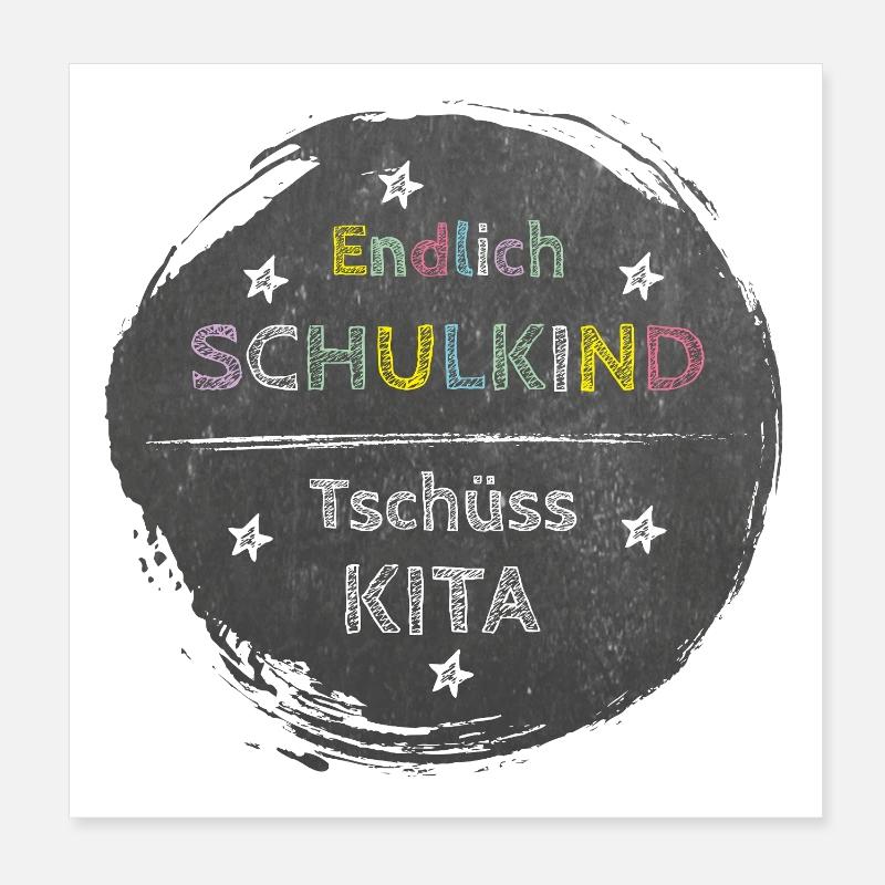 Endlich Schulkind - Tschüss Kita | Tafel Design Poster 20x20 cm