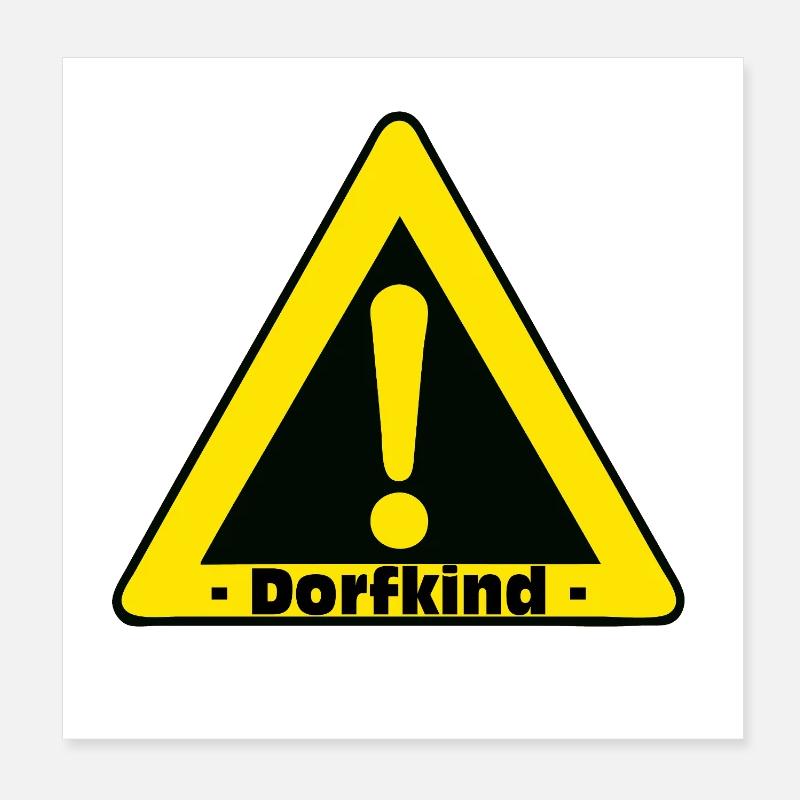 Dorfkind Warnzeichen Motiv Poster 20x20 cm