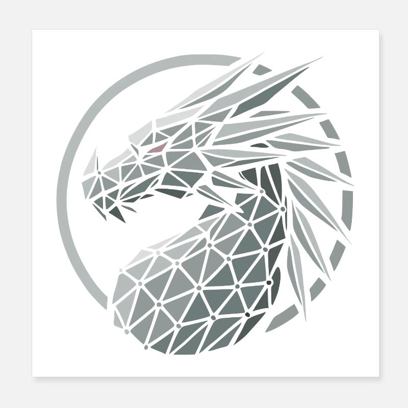 Blaue Polygone Drachenkopf Poster 20x20 cm