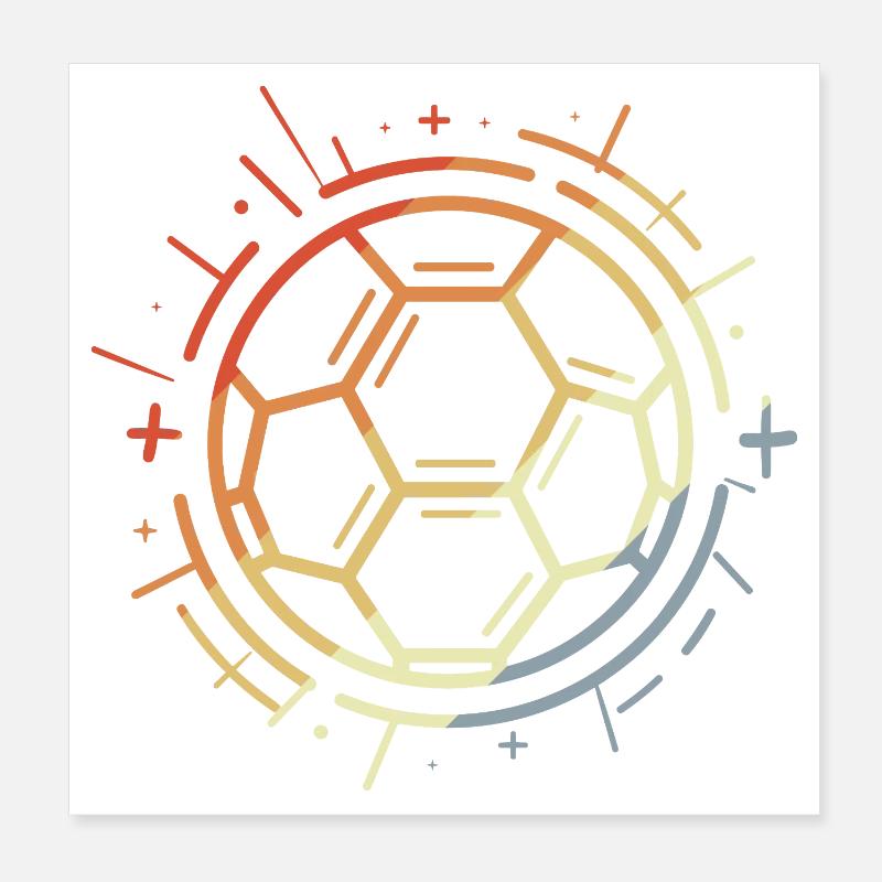 Vintage Football Drawing Poster 8" x 8" (20x20 cm)