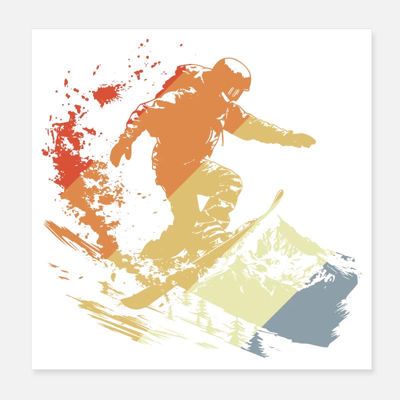 Snowboarder Graphique Vintage Poster 20 x 20 cm