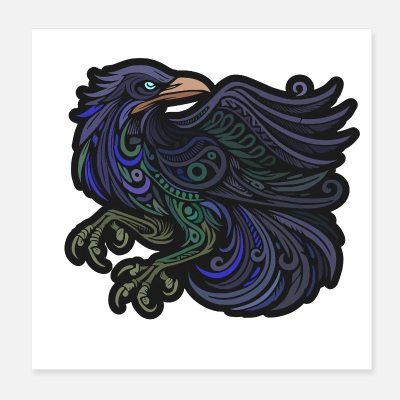Stammes-Raben-Kunst Poster 20x20 cm