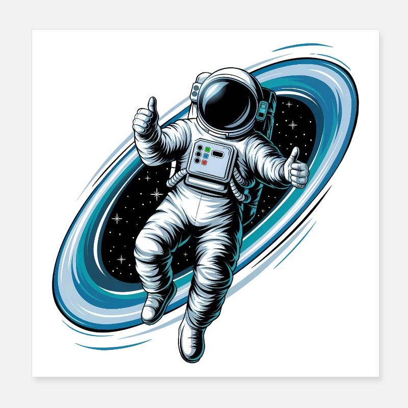 Un astronaute cool dans l’espace avec le pouce levé Poster 20 x 20 cm