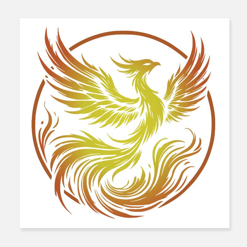 Phoenix of Fire Circle Poster 8" x 8" (20x20 cm)