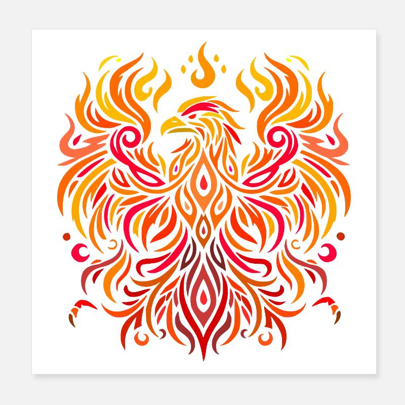 tribal eagle fire yellow red Poster 8" x 8" (20x20 cm)