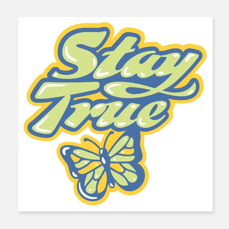 Stay True – Lettrage pastel Poster 20 x 20 cm