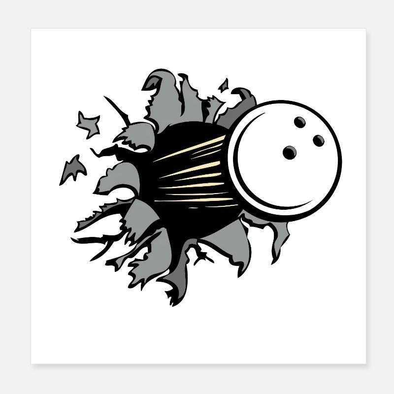 Percée de la boule de bowling en collision Poster 20 x 20 cm
