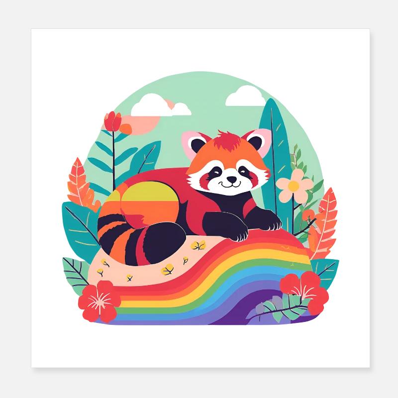 Rainbow Panda at Rest Poster 8" x 8" (20x20 cm)
