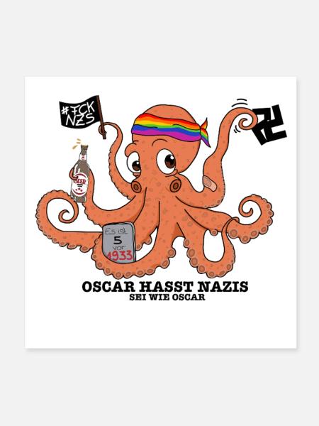 Oscar hasst Nazis - Poster 20x20 cm - Weiß