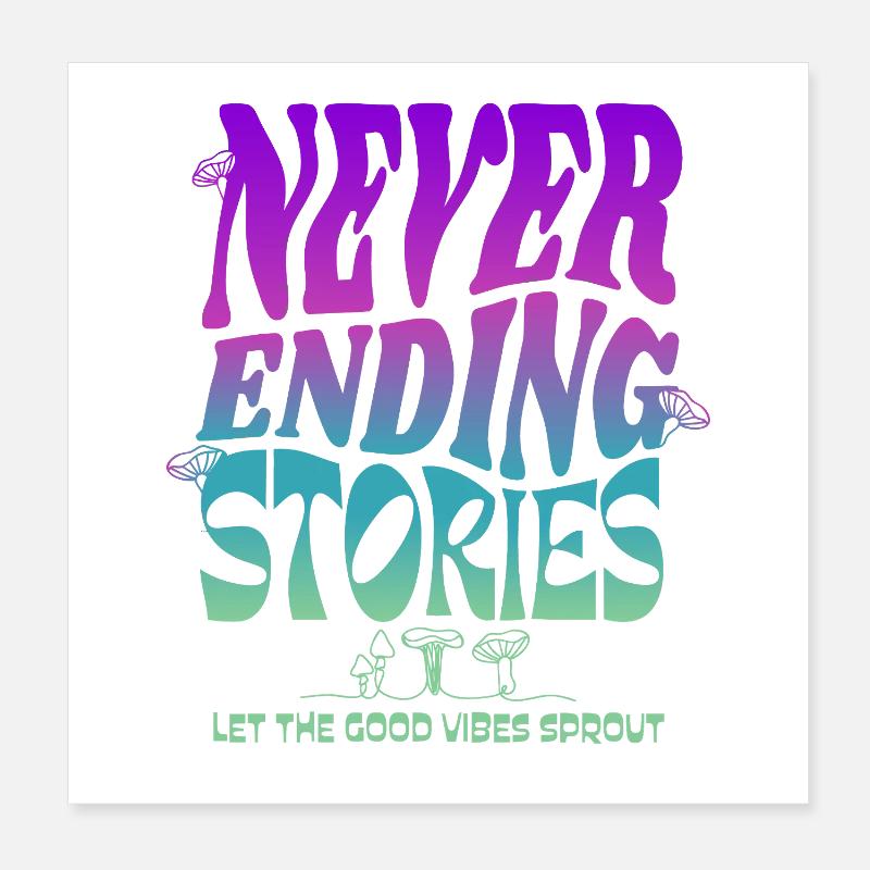 Psychedelic Mushroom Design – Never Ending Stories Poster 8" x 8" (20x20 cm)