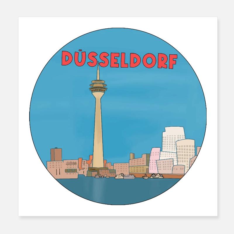 Deutsche Stadt Düsseldorf - Poster 20x20 cm - Weiß