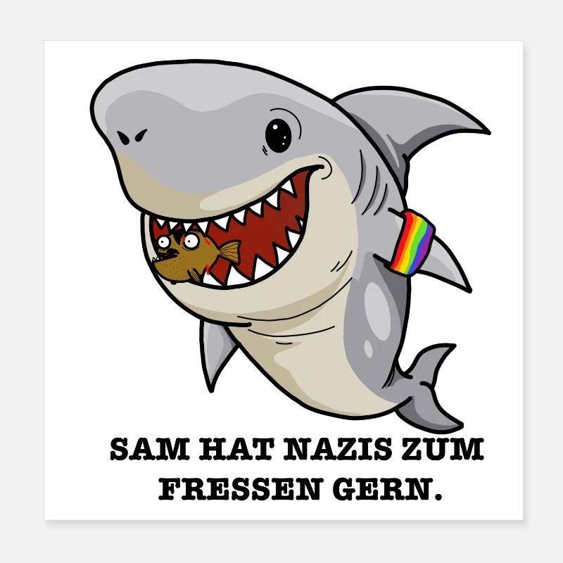 Hai hasst Nazis Poster 20x20 cm