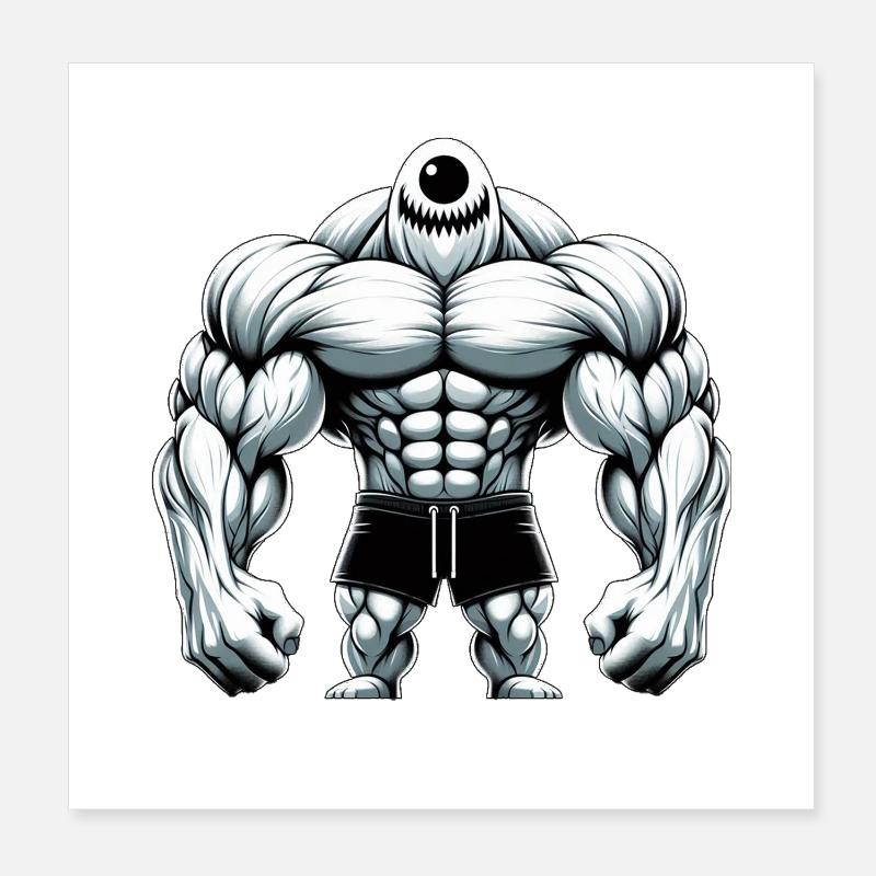 Einäugiger Muskelkoloss - Perfekt fürs Gym Poster 20x20 cm