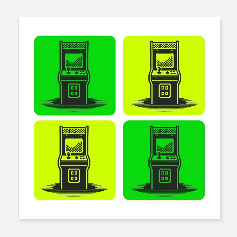 Retro Gaming Machines 80s Poster 8" x 8" (20x20 cm)