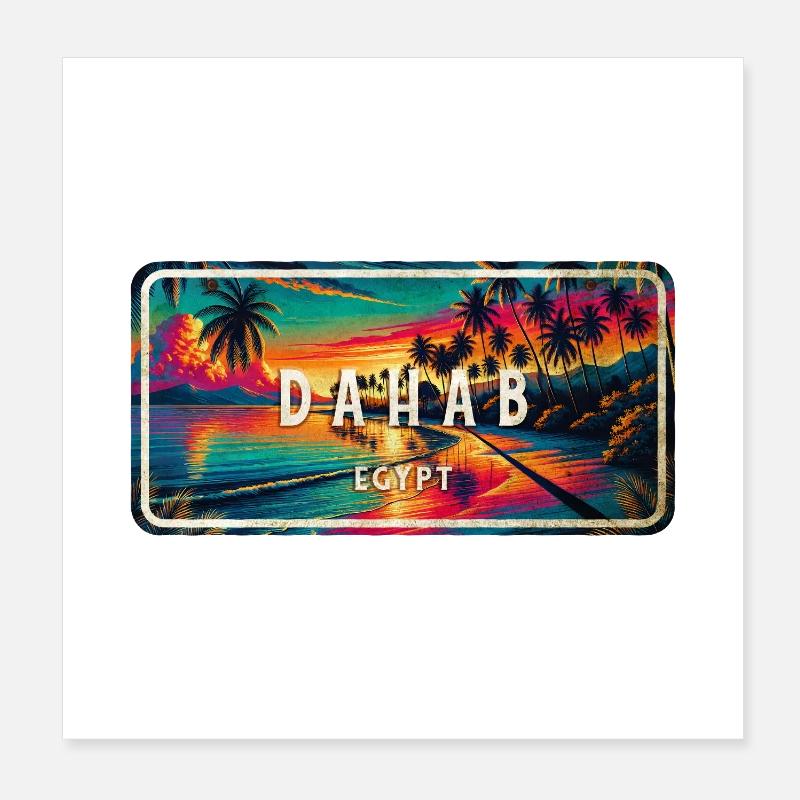Dahab Egypt Vintage Sign Design Poster 8" x 8" (20x20 cm)