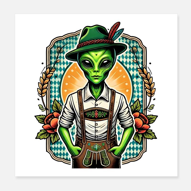 Bayerischer Alien Poster 20x20 cm