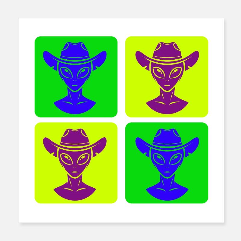 Alien Cowboy Pop-Art Design Poster 20x20 cm