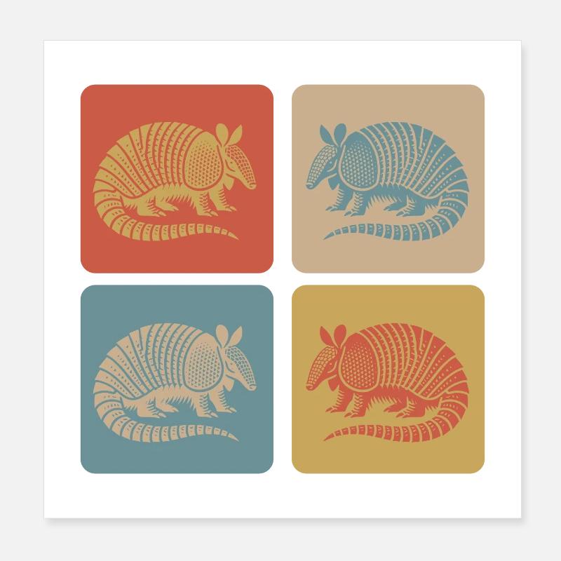 Vintage Armadillo Armadillo Pop Art Poster 20 x 20 cm