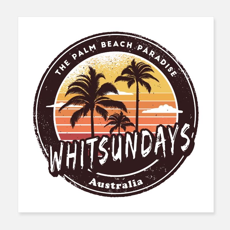 Whitsundays Australia Palm Trees Design Poster 8" x 8" (20x20 cm)