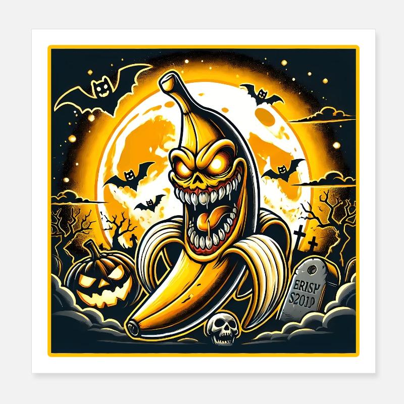Spooky Halloween Banana Poster 8" x 8" (20x20 cm)