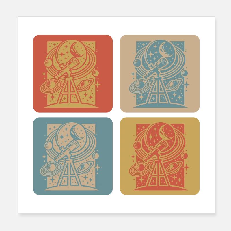 Design rétro d’astronomie Poster 20 x 20 cm