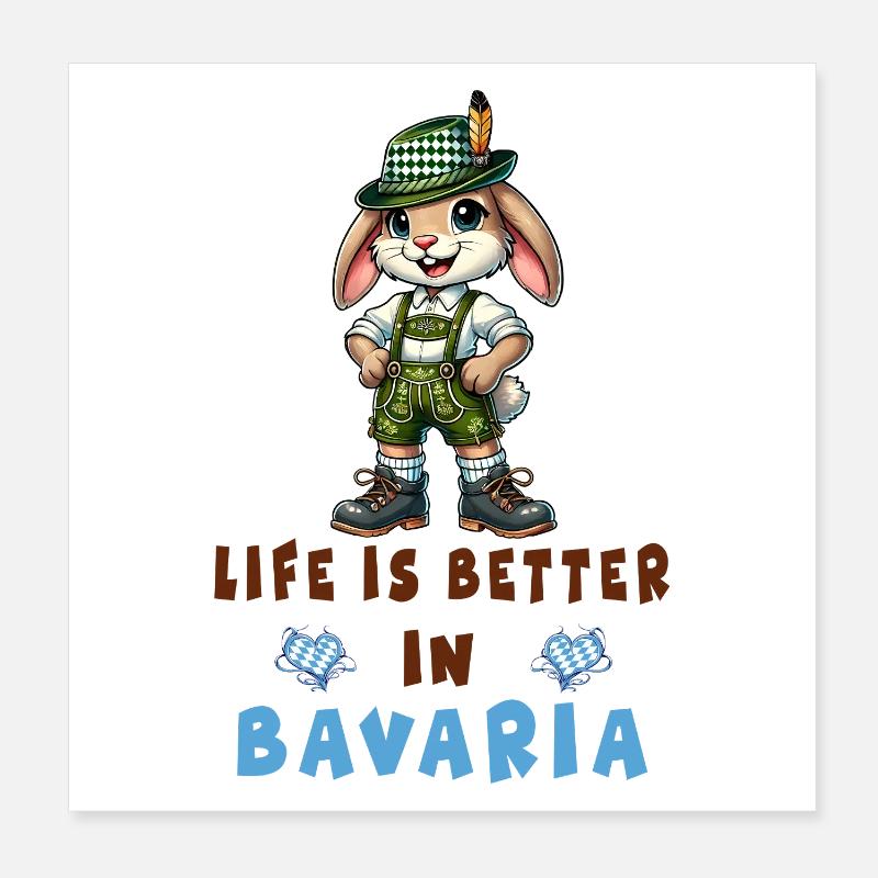 Bavarian Rabbit Poster 8" x 8" (20x20 cm)