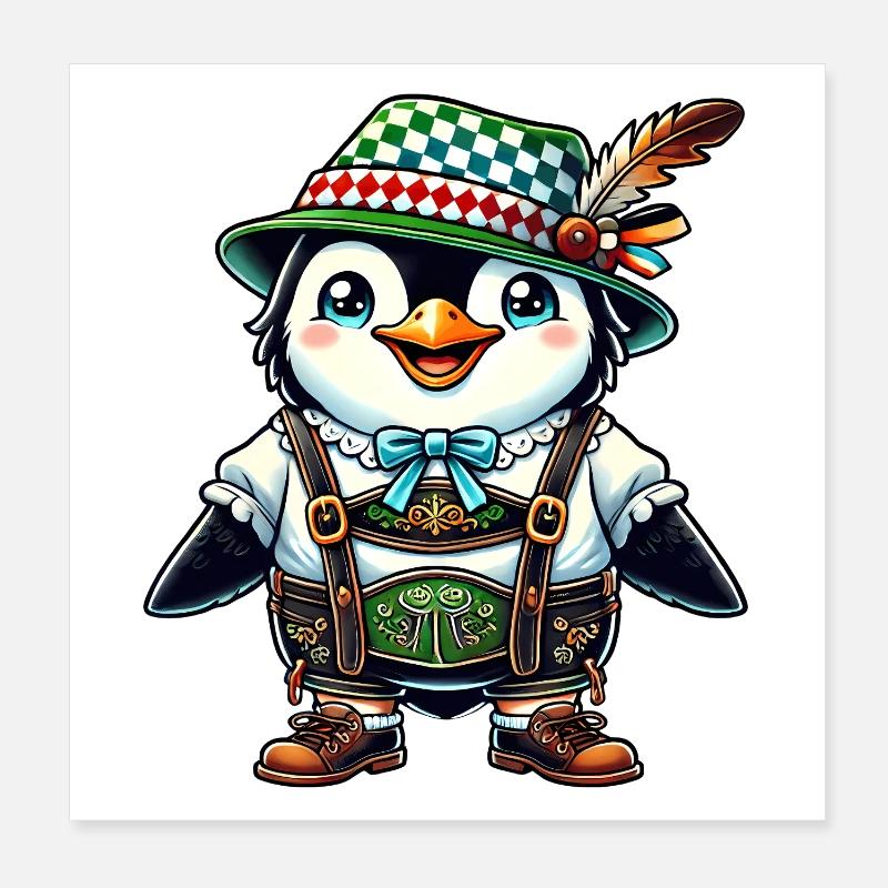 Bayerischer Pinguin Poster 20x20 cm