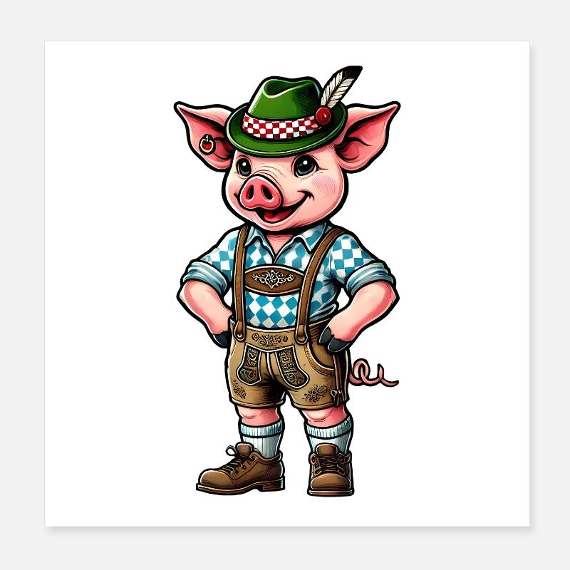 Bayerisches Schwein Poster 20x20 cm